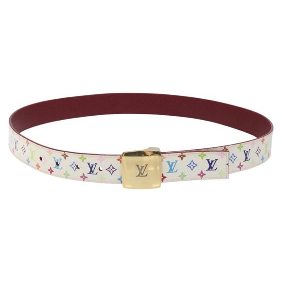 LOUIS VUITTON Multicolor Ceinture Care Belt 37.8"" White M9682 LV Auth 118241 - Picture 1 of 11